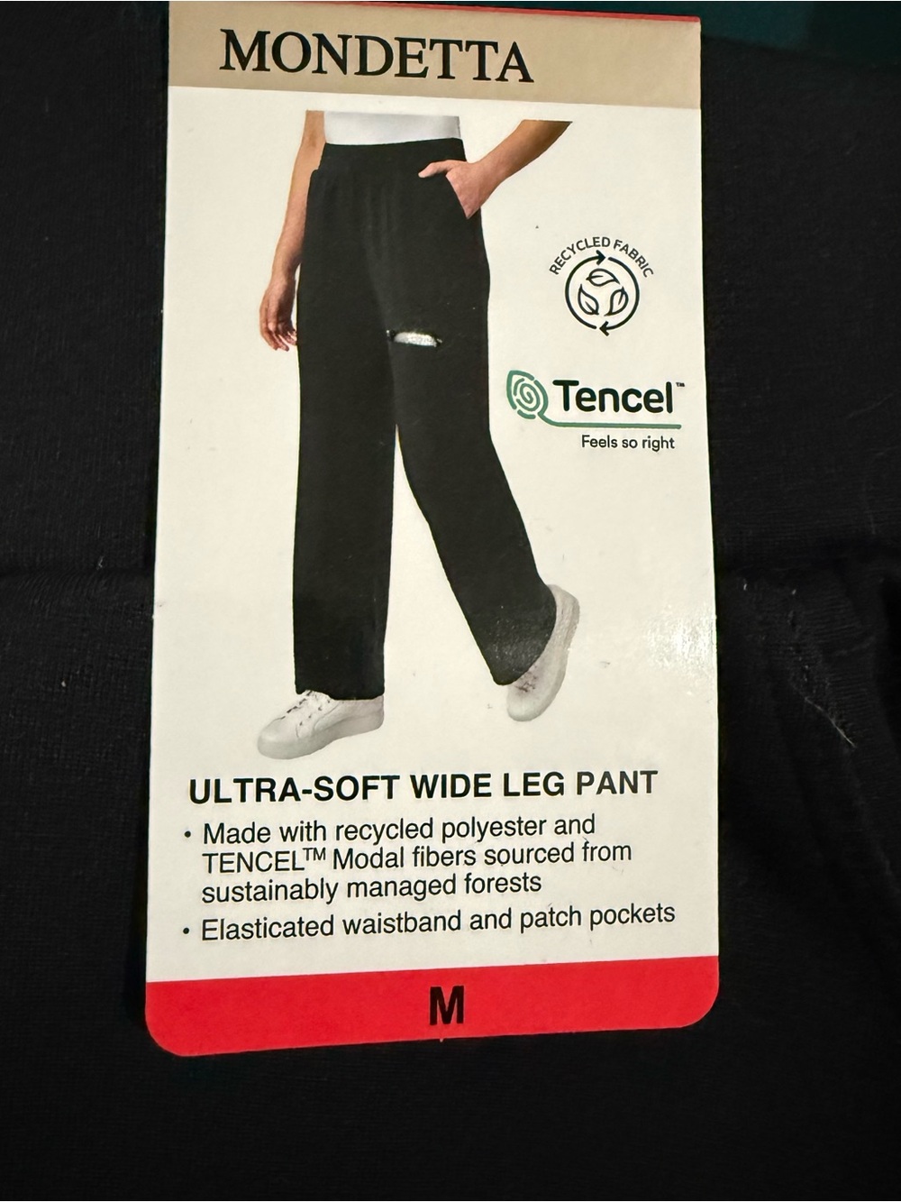 Mondetta Ultra-Soft Wide Leg Pant Black High Rise Pockets, Women’s Size Medium